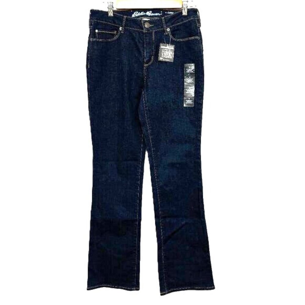 Eddie Bauer Stay Shape Slightly Curvy Boot Cut Dark Wash Jeans Size 6 NWT